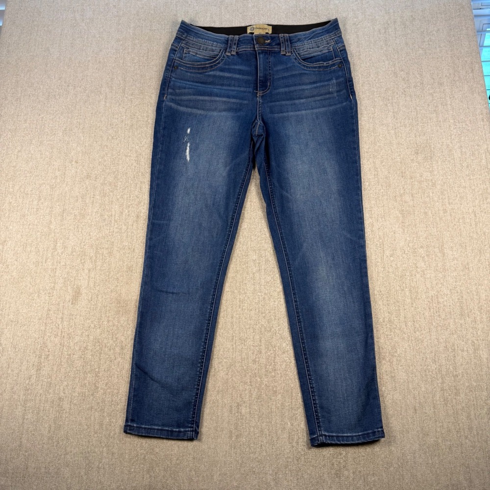 Democracy Skinny Jeans Womens 10 Blue Ab Solution Distressed Medium Wash